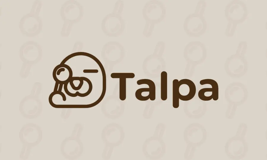 logo talpa sur fond à motif